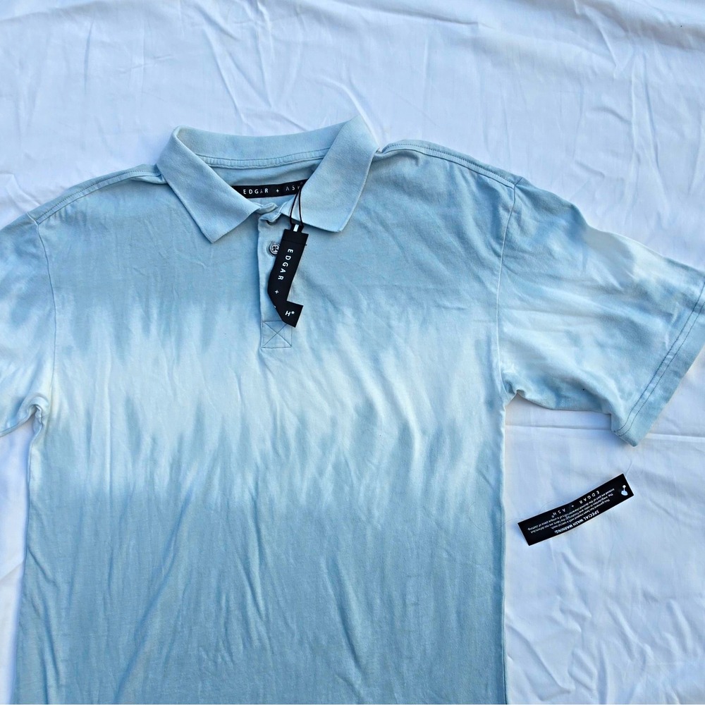 Edgar + Ash Men's Short Sleeve Cotton Polo Shirt, Solid Light Blue, Size S #248